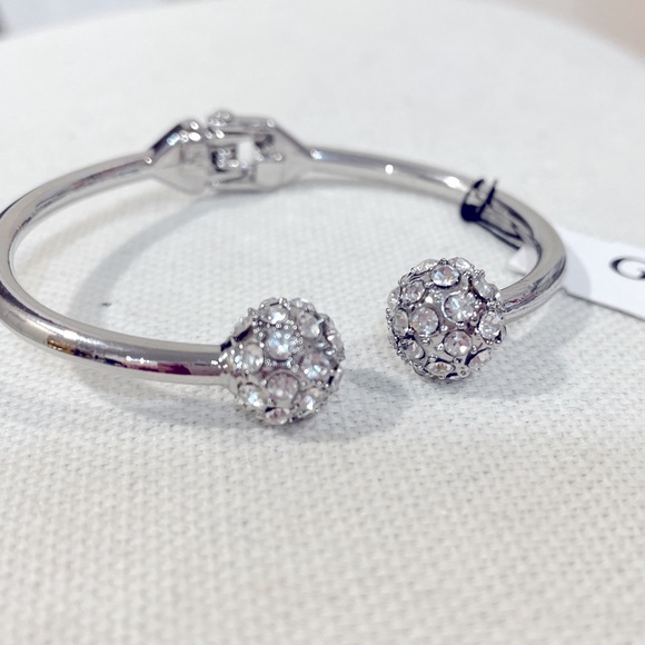 GUESS Silver Tone Open Hinged Cuff Bracelet - Picture 5 of 6